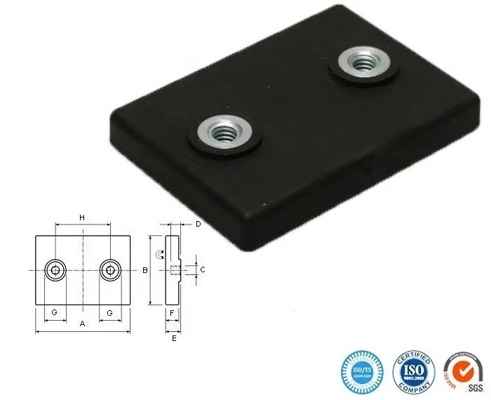 Custom Rubber POT Coated Neodymium Rectangular Magnets With Two Holes factory
